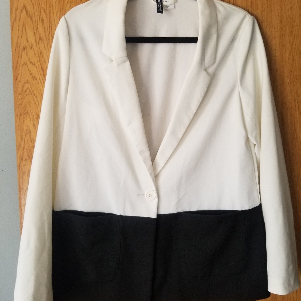 Divided - H&M White/Black block blazer